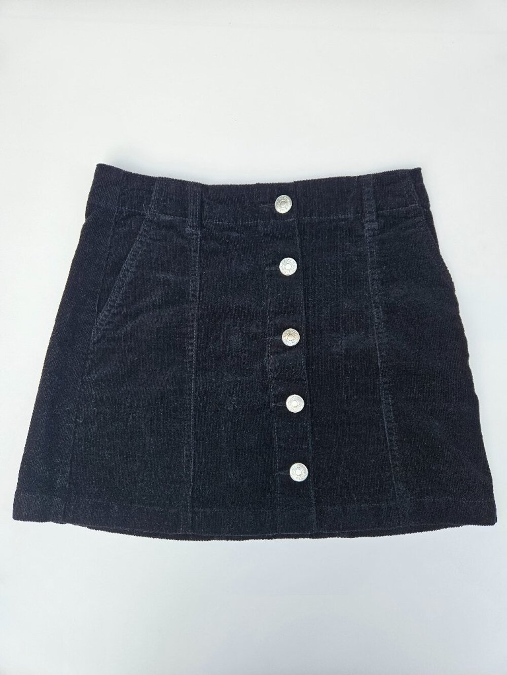 Forever 21 Black Corduroy Button Front Mini Skirt Women's US 26
